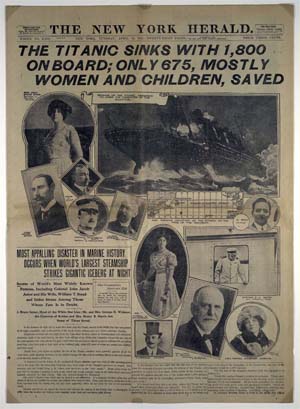 Capa de jornal inglês sobre o naufrágio